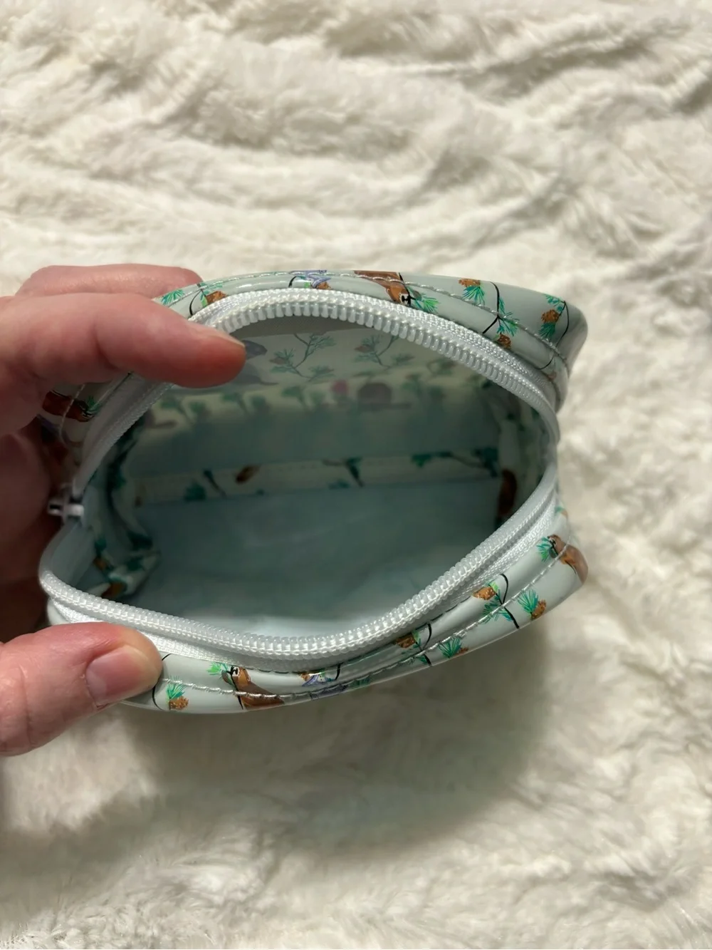 Vera Bradley Mini Dome Cosmetic Bag in Merry Mischief Pattern Beavers Woodland